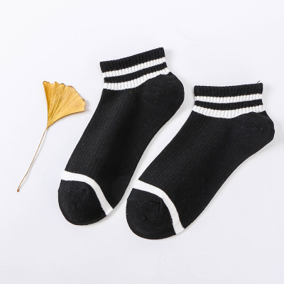 Women Socks Cute Summer Cotton Thin Low Cut Striped Boat Socks